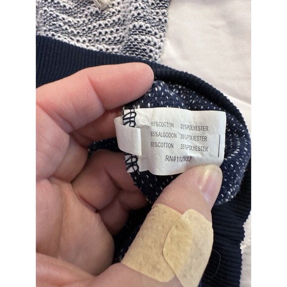 Beach By Exist Knit Hoodie California Living Slim Navy White Lightweight Size L - Picture 7 of 10